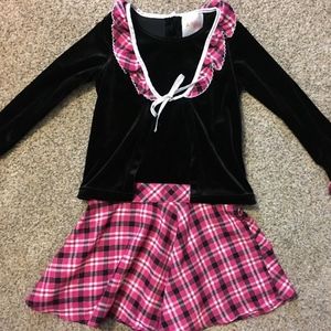 Dollie & me- NEW- Pink check and black dress- Size